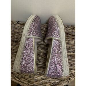 Kate Spade Linds Too Rose Gold Multi Glitter Metallic Espadrille Shoe Size 10M